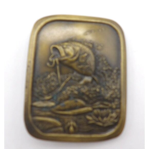 Belt Buckle Fishing Brass Indiana Metal Craft Co Inc ©1976 - Picture 1 of 2